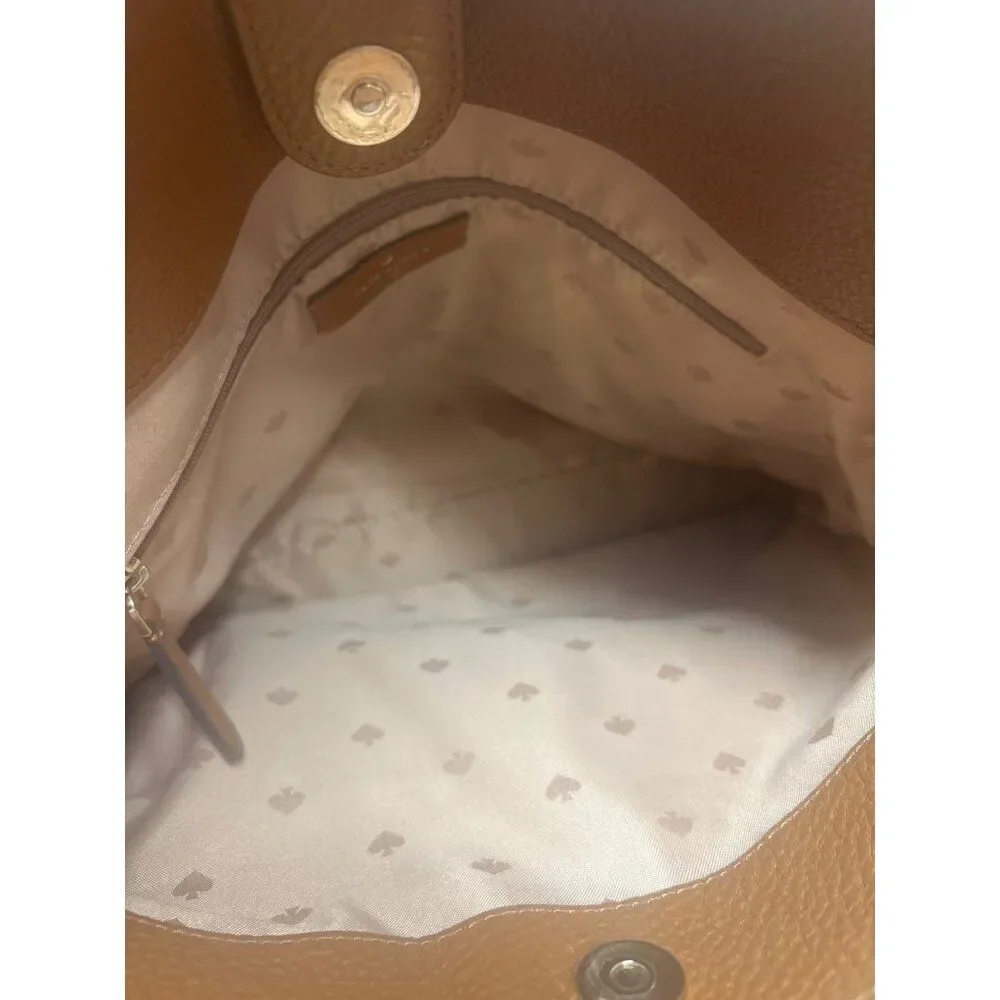 Kate Spade New York Leila Brown Leather Shoulder Bag With Gold Accents
